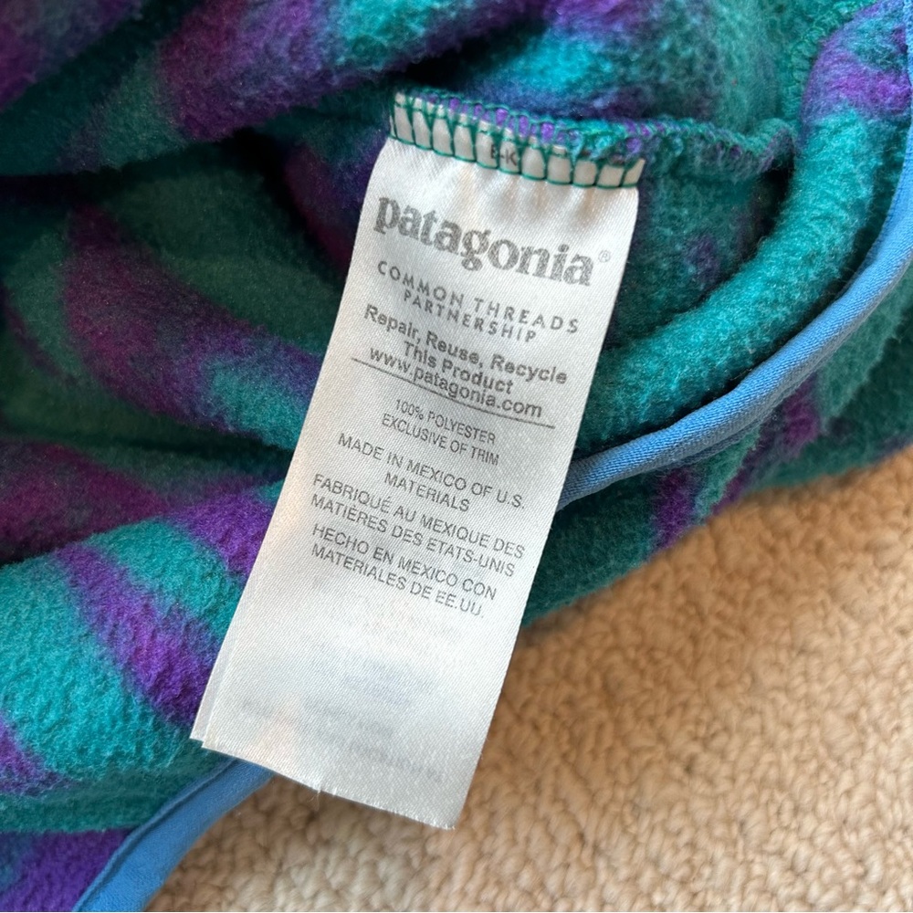 Patagonia Teal Purple Tribal Geo Synchilla Snap Fleece Pullover - Picture 4 of 14